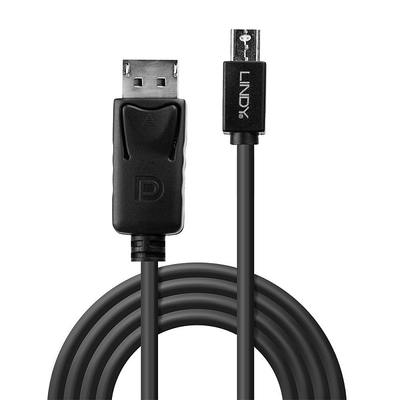 Kábel DisplayPort mini/DP M/M 2m, 4K@60Hz, DP v1.2, 21.6Gbit/s, čierny