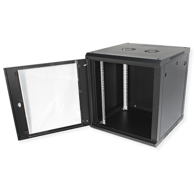 19" Rack na stenu 12U, čierny, 645x600x600mm (HxWxD), odnímateľné bočnice