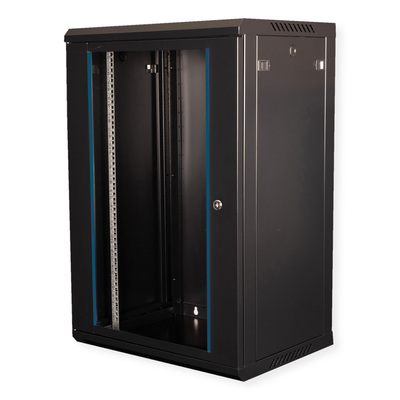 19" Rack na stenu 18U, čierny, 912x600x450 mm (HxWxD), odnímateľné bočnice