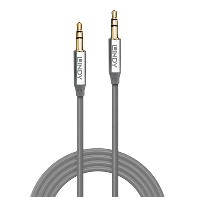 Kábel 3.5mm stereo jack M/M 0.5m, sivý, pozl. konektor, Slim, Cromo Line §§