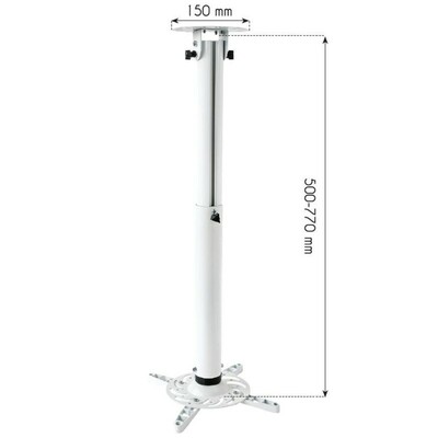 Držiak pre projektor stropný s kĺbom, max. 15kg, dĺžka 500-770mm, biely
