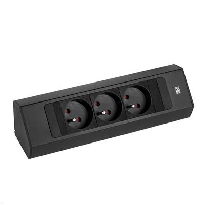CASIA2 3xUTE 230V, 2m kábel 1.5mm², vidlica CEE7/7, Hliník, čierna