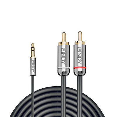 Kábel 3.5mm stereo/2xCinch M/M 2m, sivý, pozl. konektor, Slim, Cromo Line