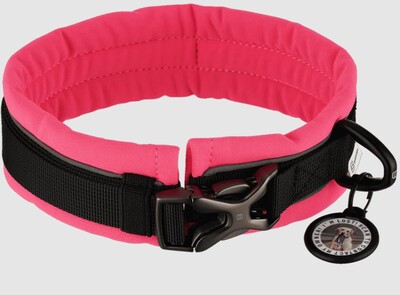 Obojok polstrovaný 35mm/30-45cm, polyester a nylon, ružový, HS