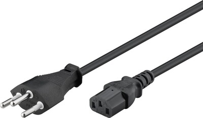 Kábel sieťový 230V, vidlica (SEV1011) Švajčiarsko priama - C13, 2m, 0.75mm², 10A, čierny