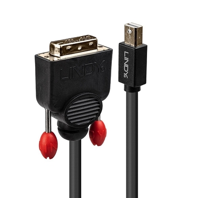 Kábel DisplayPort mini na DVI-D M/M 2m, jednosmerný, max. 1920x1200 @60Hz, čierny, pozl. konektor