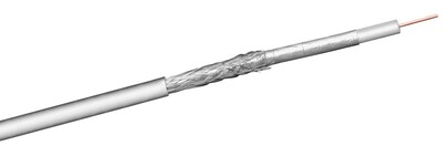 Kábel koax. návin 100m, RG59, 75 Ohm, 2x tienený, 100 dB, 6.9mm, CCS, biely
