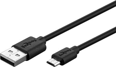 Nabíjačka USB 230V 2port, 2xUSB A, 2.4A, 12W, kábel USB AM/Micro-B 1m v balení, čierna