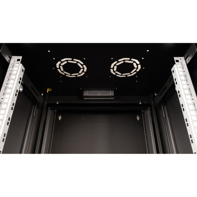 19" Rack na stenu 20U, čierny, 996x600x600mm (HxWxD), RAL9005, PRO, otočný (2-dielny)