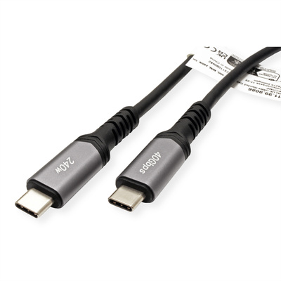 Kábel USB 4 Gen 3x2, Typ C CM/CM 0.8m, 40Gbps, PD 240w 48V5A, čierny
