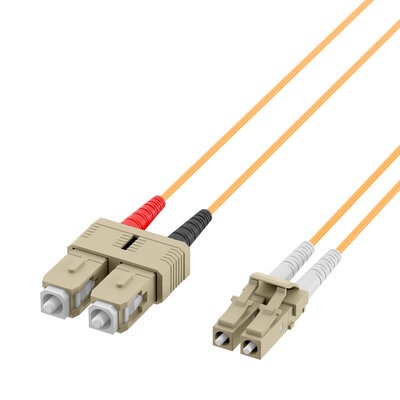Fiber kábel LC-SC, 2m Duplex OM2(50/125µm), LSOH, 2mm, oranžový