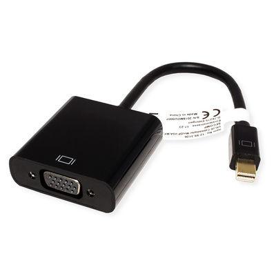 Adaptér mini DisplayPort na VGA M/F, 15cm čierny, DP. ver. 1.1