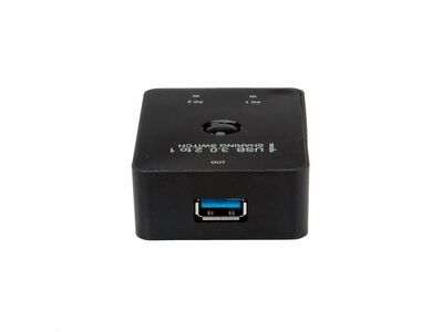 Prepínač USB 3.2 Gen 1, 2PC/1 zariadenie, manuálny, prepínanie tlačidlom, čierny