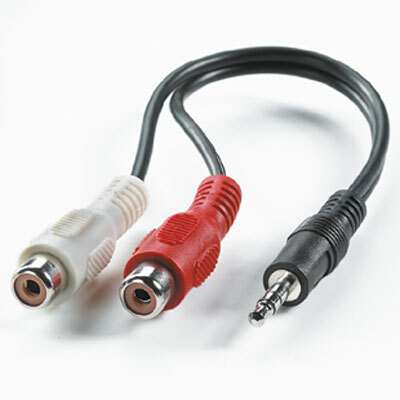 Kábel 3.5mm stereo/2xCinch M/F 0.2m, čierny