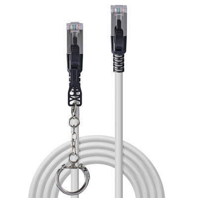 S/FTP (PiMF) Patchkábel LSOH 0.3m cat.6a, sivý, Cu, UL, Security Cable (so zámkom)