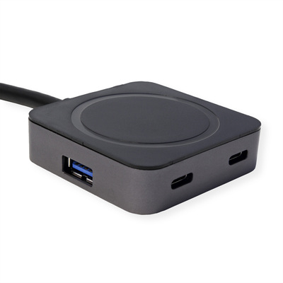 Kábel USB 3.2 Gen 1, A-A M/F 10m, 5Gbps, predlžovací, čierny, aktívny 4port HUB(2x USB A + 2x Typ C)