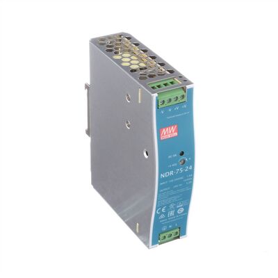 Napájací zdroj MEAN WELL NDR-75-24, montáž na DIN, 75W, 24V DC, 32x125.2x102 mm