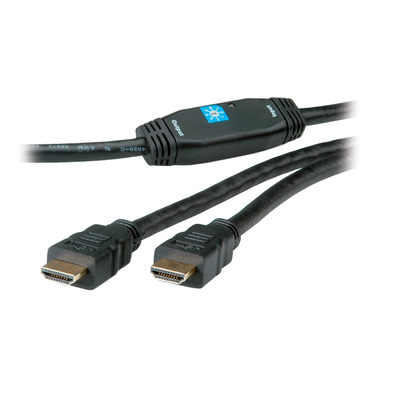 Kábel HDMI M/M 30m, High Speed+Eth, 4K@30Hz, HDMI 1.4, pozl. konektor, čierny, jednosmerný, aktívny