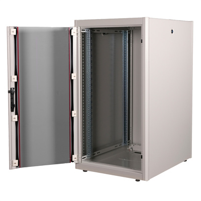 19" Rack na podlahu 22U, 1125x600x800mm (HxWxD), BASIC, sklenené dvere, sivý
