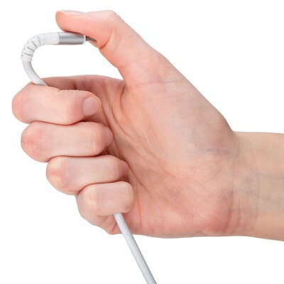Kábel USB 2.0 Typ C CM/CM 2m, High Speed, Power Delivery 60w 20V3A, textilný oplet, biely