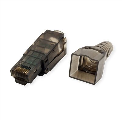 Konektor 8/8 RJ45 cat.6a, 10Gbit, netienený, na drôt, montáž bez klieští AWG 23-26, plast, čierny