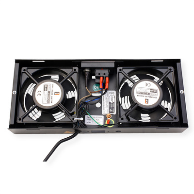 19" Ventilačná jednotka, 2 vetráky, pre nástennú skrinku, čierna