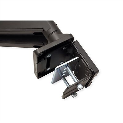 Držiak pre 2x monitor na stôl, úchyt o dosku, pneumatický, max 15kg, rameno 526mm VESA 75/100 čierny