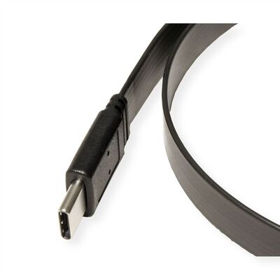 Kábel USB 4 Gen 3x2, Typ C CM/CM 0.5m, 40Gbps, PD 100w 20V5A, čierny, plochý