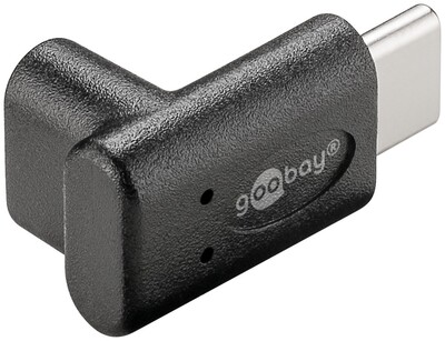 Adaptér USB 3.2 Gen 1, Typ C, C-C M/F, 5Gbps, zahnutý dole/hore 90°, čierny