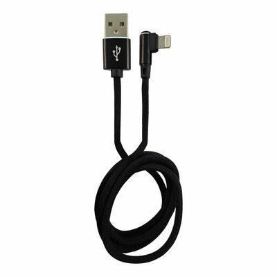 Kábel USB "Lightning" pre Apple, 1m, High Speed, čierny, zahnutý 90°