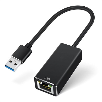 Adaptér USB 3.2 Gen 1 na RJ45 (2.5 Gigabit Ethernet), 15cm, čierny