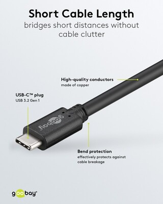 Kábel USB 3.2 Gen 1, Typ C CM/CM 0.5m, 5Gbps, PD 60w 20V3A, čierny