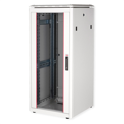 19" Rack na podlahu 26U, 1342x600x600mm (HxWxD), PRO, sklenené dvere, sivý