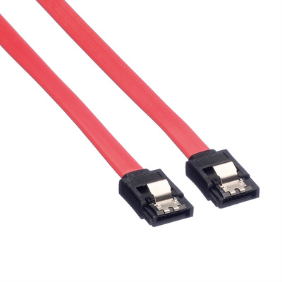 Kábel SATA III M/M 0.5m, clip, 6 Gbit/s, červený