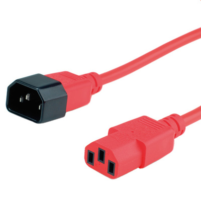 Kábel sieťový 230V predlžovací, C13 - C14, 1.8m, 0.75mm², 10A, červený