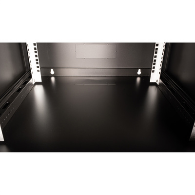 19" Rack na stenu 6U, čierny, 379x600x600 mm (HxWxD), odnímateľné bočnice