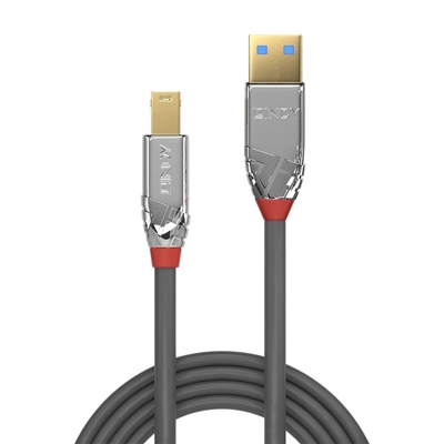 Kábel USB 3.2 Gen 1, A-B M/M 5m, 5Gbps, sivý, Cromo Line, pozl. kon.