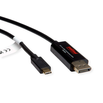 Kábel DisplayPort na USB 3.1 Typ C M/M 2m, Obojsmerný, v1.2, 4K@60Hz UHD, čierny