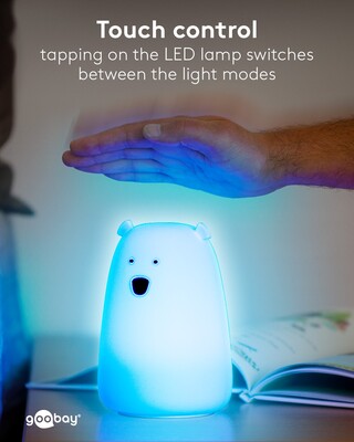 Nočná LED lampa "Ľadový medveď", rôzne režimy svietenia, RGB farby, nabíjacia (USB C)