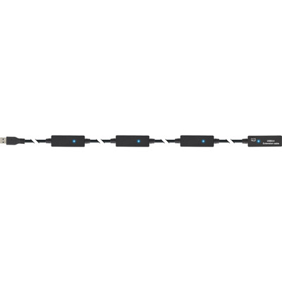 Kábel USB 3.2 Gen 1, A-A M/F 20m, 5Gbps, predlžovací, čierny, AKTÍVNY, s adaptérom