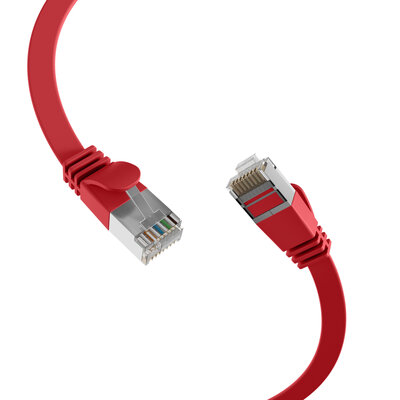 U/FTP (PiMF) Patchkábel 0.15m cat.6a, červený, plochý, Cu