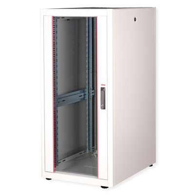 19" Rack na podlahu 26U, 1300x600x800mm (HxWxD), BASIC, sklenené dvere, sivý
