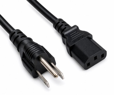 Kábel sieťový 230V, vidlica (NEMA 5-15P) US priama - C13, 1m, 0.83mm², 10A, čierny