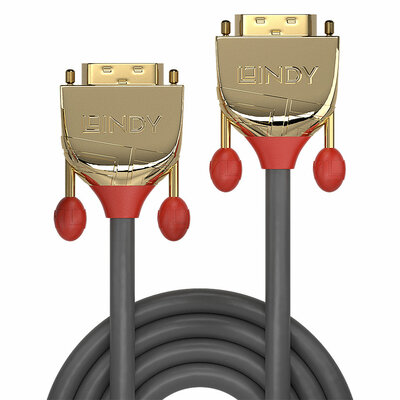 Kábel DVI-D M/M 10m, Single-Link, 1920x1600@60Hz, 4.9Gbps, HQ, čierny, G pozl. Konektor, Gold Line