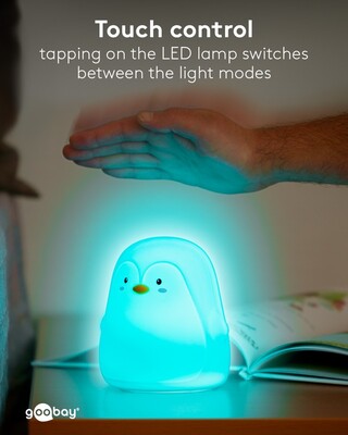 Nočná LED lampa "Tučniak", rôzne režimy svietenia, RGB farby, nabíjacia (USB C)