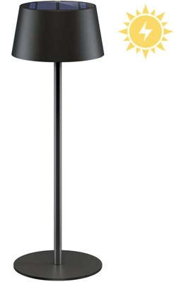 Solárna stolná LED lampa, 150lm, vonkajšia IP44, nabíjacia 1800mAh, teplá biela 3000K, farba čierna