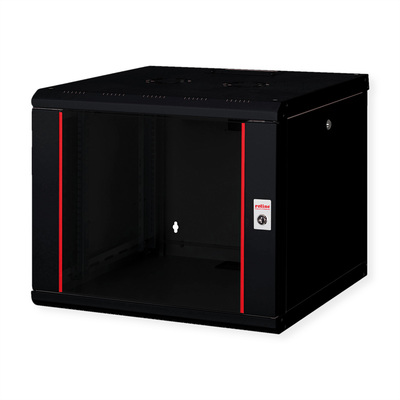 19" Rack na stenu 9U, čierny, 505x600x600mm (HxWxD), RAL9005, PRO, odnímateľné bočnice