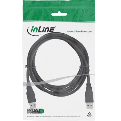 Kábel USB 3.2 Gen 1, A-A M/M 0.5m, 5Gbps, čierny