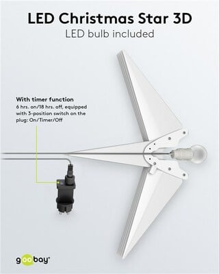 Led svetelná hviezda, 230V, 56cm, IP44, biela