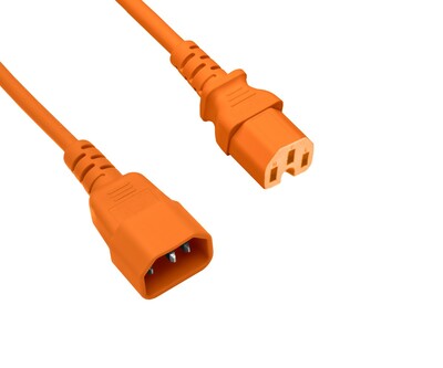 Kábel sieťový 230V predlžovací, C14 - C15, 3m, 1.00mm², 10A, oranžový